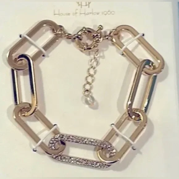 NIB 💎 House of Harlow 1960 Gold Chain Link Bracelet - Picture 2 of 6